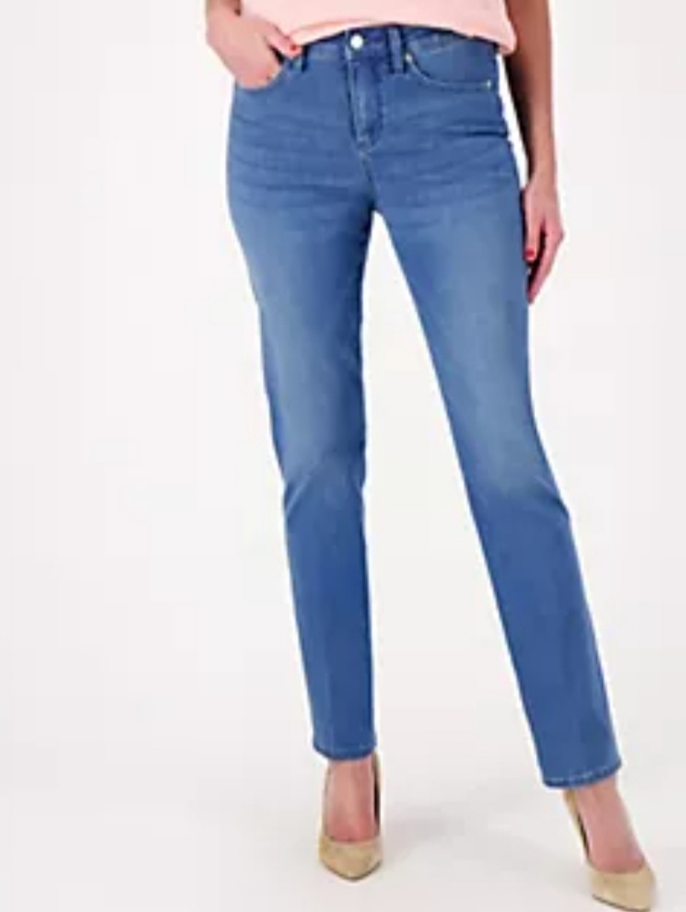 NYDJ High-Rise Blue Straight-Leg Jeans